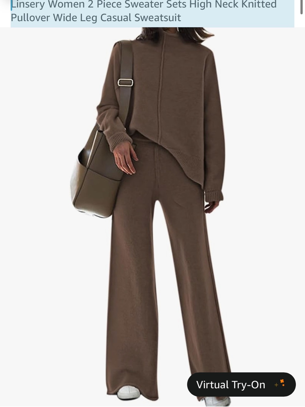 2 piece Sweater Set Knitted Pullover Wide Leg - Women